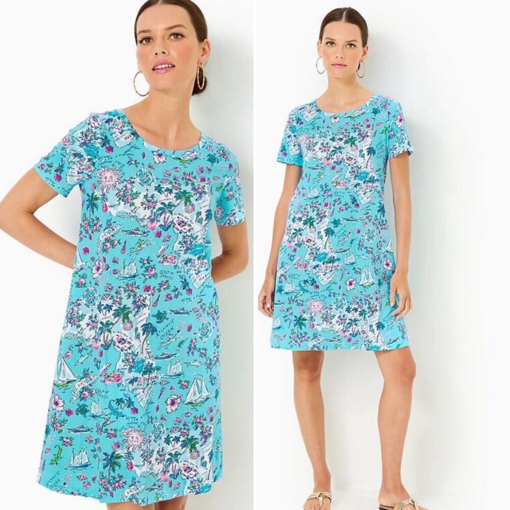 ✨NWOT Lilly Pulitzer Cody Dress in Amalfi Blue Lillys Roadtrip Pima Cotton Sz M